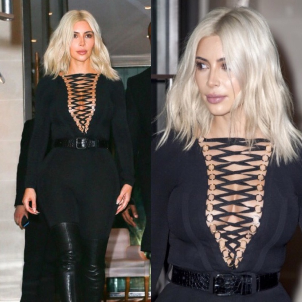 Givenchy Black Lace-Up Bodysuit Aso Kim K - Picture 7 of 14